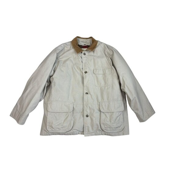 *Eddie Bauer Barn Jacket Mens L Tan Chore Coat Flannel Lined Button Cabincore - Picture 7 of 11